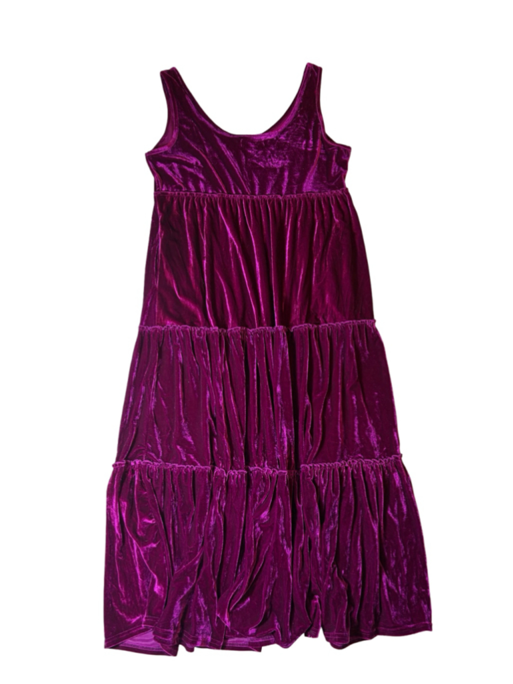 Natural Life Dress Women’s Large Purple Velvet Tiered Ruffle Boho Midi read